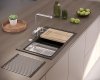 Quadron MARC 120 WORKSTATION GraniteQ zlewozmywak 2-komorowy 760*500*235 mm pure carbon + syfon push to open + dozownik + deska + wkładka / elementy złote HQC7650U7PVDG1